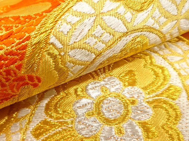  青海波に鼓模様織り出し　袋帯